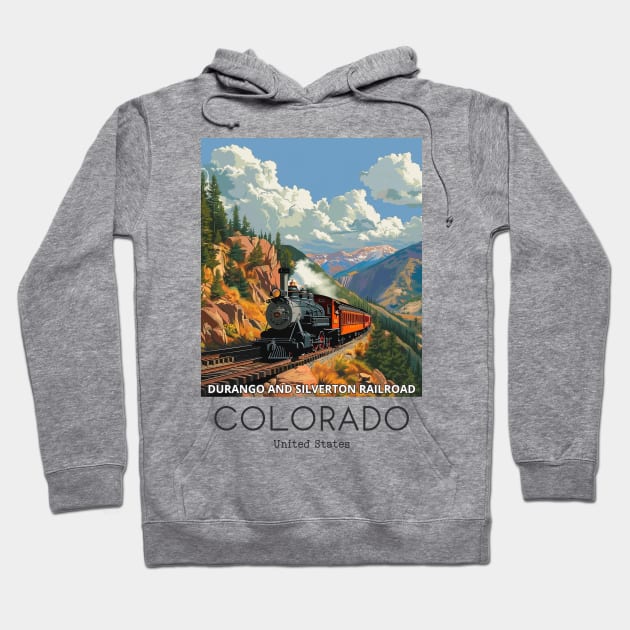 A Vintage Travel Illustration of the Durango and Silverton Narrow Gauge Railroad - Colorado - US Hoodie by goodoldvintage